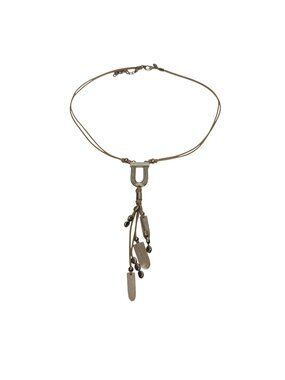 Chicos Gold Tone Tassel Pendant Necklace Long Chain Boho Statement Jewelry